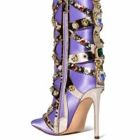 AZALEA WANG MARTINEZ EMBELLISHED BOOTIE IN PURPLE -Sewing Down South shop azalea wang martinez embellished bootie in purple purple 4 4