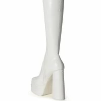 AZALEA WANG MAXINE CHUNKY PLATFORM BOOT WITH 4 WAY STRETCH IN WHITE -Sewing Down South shop azalea wang maxine chunky platform boot with 4 way stretch in white white 4 4
