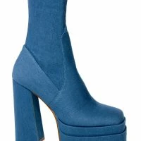 AZALEA WANG MAXINE DENIM CHUNKY BOOT -Sewing Down South shop azalea wang maxine denim chunky boot denim 5 5 c1