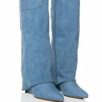 AZALEA WANG MELINA WEDGE BOOT IN DENIM