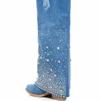 AZALEA WANG MELLOW WESTERN DENIM BOOT -Sewing Down South shop azalea wang mellow western denim boot denim 4 4 c1