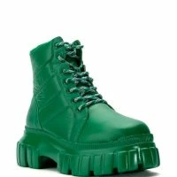 AZALEA WANG MERCEDES PUFFER FLATFORM BOOT IN GREEN -Sewing Down South shop azalea wang mercedes puffer flatform boot in green green 3 3