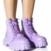 AZALEA WANG MERCEDES PUFFER FLATFORM BOOT IN PURPLE