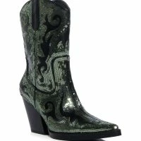 AZALEA WANG MERRIL SEQUIN WESTERN BOOTIE IN BLACK -Sewing Down South shop azalea wang merril sequin western bootie in black black 3 3