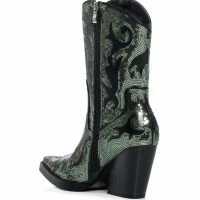 AZALEA WANG MERRIL SEQUIN WESTERN BOOTIE IN BLACK -Sewing Down South shop azalea wang merril sequin western bootie in black black 4 4