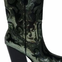 AZALEA WANG MERRIL SEQUIN WESTERN BOOTIE IN BLACK -Sewing Down South shop azalea wang merril sequin western bootie in black black 5 5