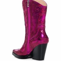 AZALEA WANG MERRIL SEQUIN WESTERN BOOTIE IN FUCHSIA -Sewing Down South shop azalea wang merril sequin western bootie in fuchsia fuchsia 4 4