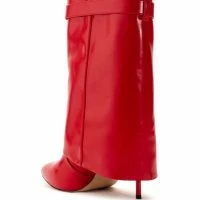 AZALEA WANG MINE FOLD OVER STILETTO BOOTIE IN RED -Sewing Down South shop azalea wang mine fold over stiletto bootie in red red 4 4