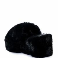 AZALEA WANG MINNA FAUX FUR MULE IN BLACK -Sewing Down South shop azalea wang minna faux fur mule in black black 4 4