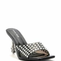 AZALEA WANG MINNIE STAR HEEL EMBELLISHED MULE IN BLACK -Sewing Down South shop azalea wang minnie star heel embellished mule in black black 3 3