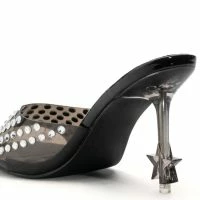 AZALEA WANG MINNIE STAR HEEL EMBELLISHED MULE IN BLACK -Sewing Down South shop azalea wang minnie star heel embellished mule in black black 5 5