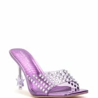AZALEA WANG MINNIE STAR HEEL EMBELLISHED MULE IN PURPLE -Sewing Down South shop azalea wang minnie star heel embellished mule in purple purple 3 3