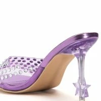 AZALEA WANG MINNIE STAR HEEL EMBELLISHED MULE IN PURPLE -Sewing Down South shop azalea wang minnie star heel embellished mule in purple purple 5 5