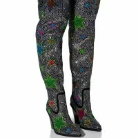 AZALEA WANG MIREYA BLACK EMBELLISHED BOOT