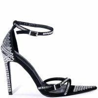 AZALEA WANG MIRIN EMBELLISHED CHUNKY STRAP SANDAL IN BLACK