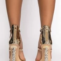 AZALEA WANG MIRROR MIRROR STILETTO SANDAL IN GOLD -Sewing Down South shop azalea wang mirror mirror stiletto sandal in gold gold 4 4