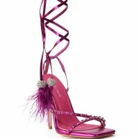 AZALEA WANG MISSY STILETTO METALLIC SANDAL IN FUCHSIA -Sewing Down South shop azalea wang missy stiletto metallic sandal in fuchsia fuchsia 3 3