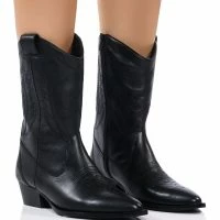 AZALEA WANG GENUINE LEATHER MOCO BLACK WESTERN BOOT