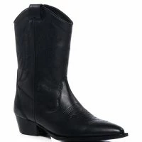 AZALEA WANG GENUINE LEATHER MOCO BLACK WESTERN BOOT -Sewing Down South shop azalea wang moco black western boot black 3 3