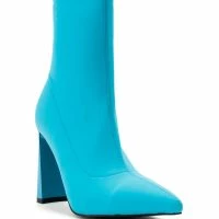 AZALEA WANG MOSCATO NEOPRENE BOOTIE IN BLUE -Sewing Down South shop azalea wang moscato neoprene bootie in blue blue 3 3