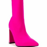AZALEA WANG MOSCATO NEOPRENE BOOTIE IN PINK -Sewing Down South shop azalea wang moscato neoprene bootie in pink pink 3 3