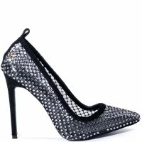 AZALEA WANG MOST FAMOUS MESH EMBELLISHED PUMP IN BLACK