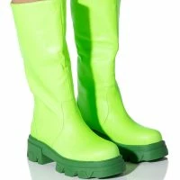 AZALEA WANG MY ALL FAUX LEATHER BOOT IN GREEN