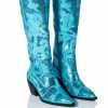 AZALEA WANG MY SWEETHEART SEQUIN EMBELLISHED BOOT IN BLUE
