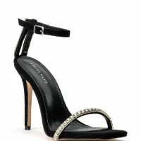AZALEA WANG MYSTIFY RHINESTONE STILETTO SANDAL IN BLACK SUEDE -Sewing Down South shop azalea wang mystify rhinestone stiletto sandal in black suede black 3 3