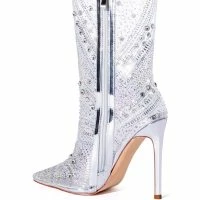 AZALEA WANG NABILA RHINESTONE EMBELLISHED STILETTO BOOT IN SILVER -Sewing Down South shop azalea wang nabila rhinestone embellished stiletto boot in silver silver 4 4