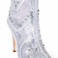 AZALEA WANG NABILA RHINESTONE EMBELLISHED STILETTO BOOT IN SILVER -Sewing Down South shop azalea wang nabila rhinestone embellished stiletto boot in silver silver 5 5