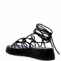 AZALEA WANG NATACHA STRAPPY LACE UP FLAT SANDAL IN BLACK -Sewing Down South shop azalea wang natacha strappy lace up flat sandal in black black 4 4