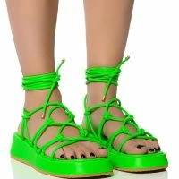 AZALEA WANG NATACHA STRAPPY LACE UP FLAT SANDAL IN GREEN -Sewing Down South shop azalea wang natacha strappy lace up flat sandal in green green 1 1