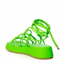 AZALEA WANG NATACHA STRAPPY LACE UP FLAT SANDAL IN GREEN -Sewing Down South shop azalea wang natacha strappy lace up flat sandal in green green 4 4