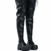 AZALEA WANG NATHAN THIGH HIGH LACE UP BOOT IN BLACK