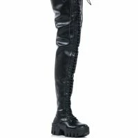 AZALEA WANG NATHAN THIGH HIGH LACE UP BOOT IN BLACK -Sewing Down South shop azalea wang nathan thigh high lace up boot in black black 3 3