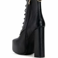 AZALEA WANG NAVEAH CHUNKY LACE UP BOOTIE IN BLACK -Sewing Down South shop azalea wang naveah chunky lace up bootie in black black 4 4