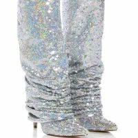 AZALEA WANG NEBULA SEQUIN EMBELLISHED BOOT IN SILVER