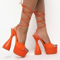 AZALEA WANG NEED TO KNOW CHUNKY SANDAL IN ORANGE -Sewing Down South shop azalea wang need to know chunky sandal in orange orange 2 2