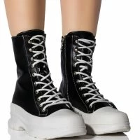 AZALEA WANG NEVER MISTAKEN FLATFORM SNEAKER IN BLACK MULTI -Sewing Down South shop azalea wang never mistaken flatform sneaker in black multi black 1 1 c1