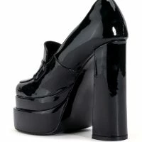 AZALEA WANG NICKI CHUNKY PATENT LOAFER IN BLACK -Sewing Down South shop azalea wang nicki chunky patent loafer in black black 4 4