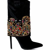 AZALEA WANG NIKO EMBELLISHED SUEDE BOOTIE IN BLACK