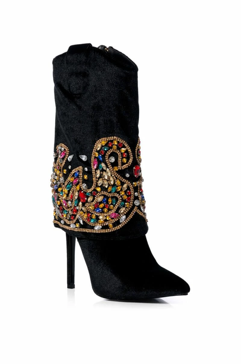 AZALEA WANG NIKO EMBELLISHED SUEDE BOOTIE IN BLACK 2 AZALEA WANG NIKO EMBELLISHED SUEDE BOOTIE IN BLACK - Image 2