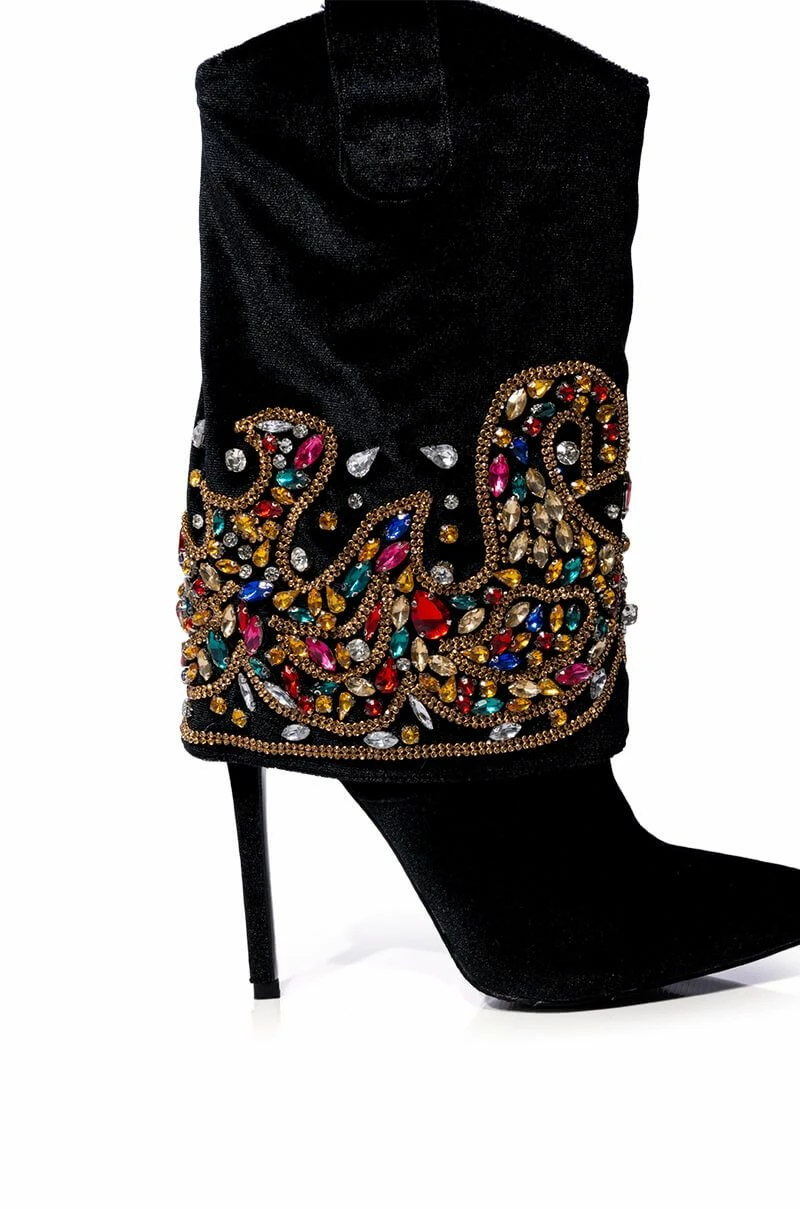 AZALEA WANG NIKO EMBELLISHED SUEDE BOOTIE IN BLACK 4 AZALEA WANG NIKO EMBELLISHED SUEDE BOOTIE IN BLACK - Image 4