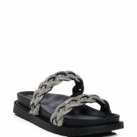 AZALEA WANG NIKOLINA EMBELLISHED SLIP ON SANDAL IN BLACK -Sewing Down South shop azalea wang nikolina embellished slip on sandal in black black 3 3