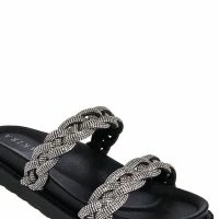 AZALEA WANG NIKOLINA EMBELLISHED SLIP ON SANDAL IN BLACK -Sewing Down South shop azalea wang nikolina embellished slip on sandal in black black 5 5