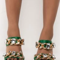 AZALEA WANG NO MORE LIES STILETTO SANDAL IN GREEN -Sewing Down South shop azalea wang no more lies stiletto sandal in green green 3 3