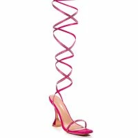 AZALEA WANG NOTHING BUT LOVE STRAPPY RHINESTONE LACE UP SANDAL IN PINK -Sewing Down South shop azalea wang nothing but love strappy rhinestone lace up sandal in pink pink 3 3