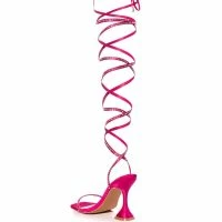 AZALEA WANG NOTHING BUT LOVE STRAPPY RHINESTONE LACE UP SANDAL IN PINK -Sewing Down South shop azalea wang nothing but love strappy rhinestone lace up sandal in pink pink 4 4