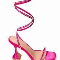 AZALEA WANG NOTHING BUT LOVE STRAPPY RHINESTONE LACE UP SANDAL IN PINK -Sewing Down South shop azalea wang nothing but love strappy rhinestone lace up sandal in pink pink 5 5